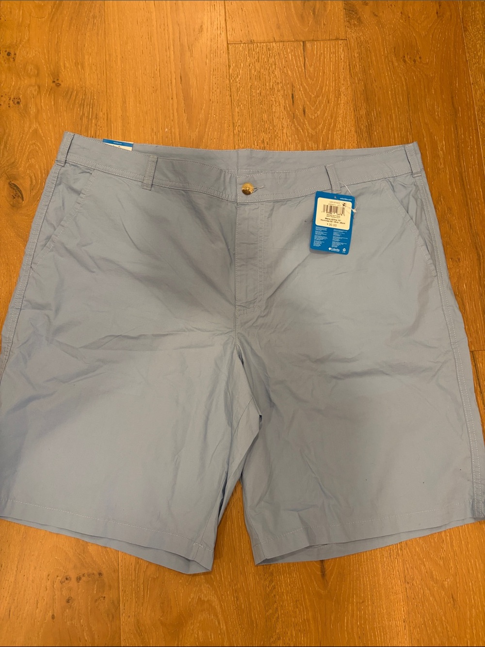 Columbia Light Blue Performance Flat-Front Shorts